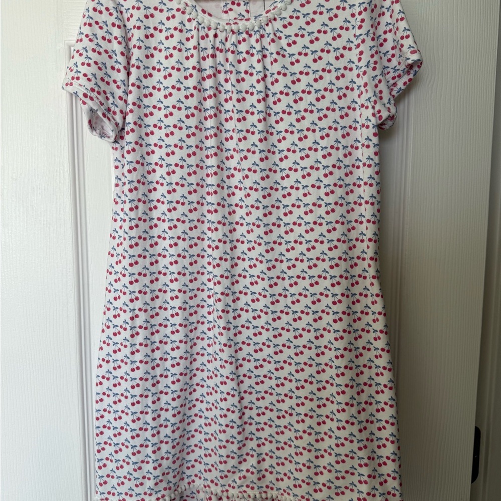 Girls' White Cherry-Print Short-Sleeve Nightgown